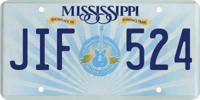MS license plate JIF524