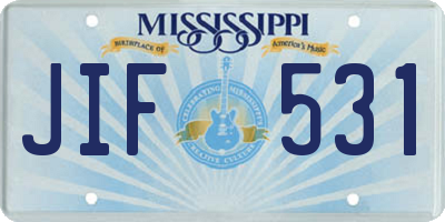 MS license plate JIF531