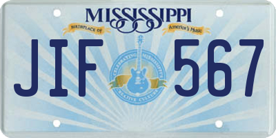MS license plate JIF567