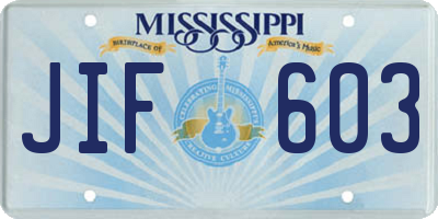MS license plate JIF603