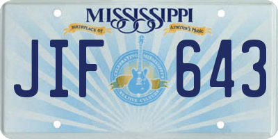 MS license plate JIF643