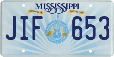 MS license plate JIF653