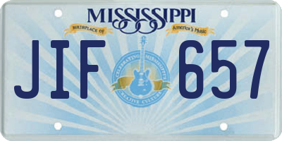 MS license plate JIF657