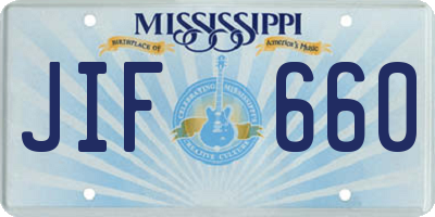 MS license plate JIF660