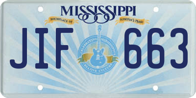 MS license plate JIF663