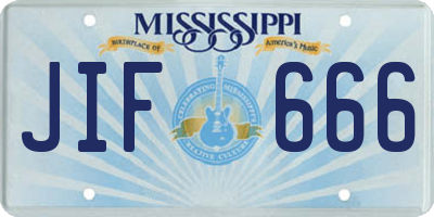 MS license plate JIF666
