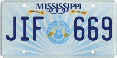 MS license plate JIF669