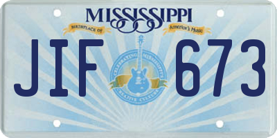 MS license plate JIF673