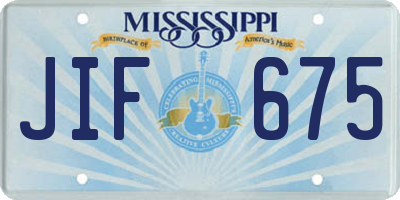 MS license plate JIF675