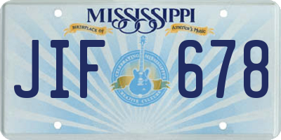 MS license plate JIF678