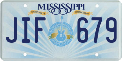 MS license plate JIF679