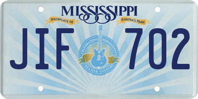 MS license plate JIF702