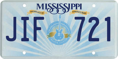 MS license plate JIF721