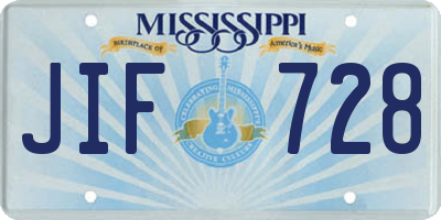 MS license plate JIF728