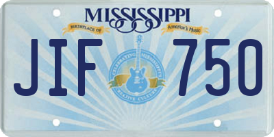 MS license plate JIF750