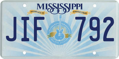 MS license plate JIF792