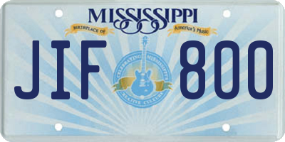 MS license plate JIF800