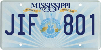 MS license plate JIF801