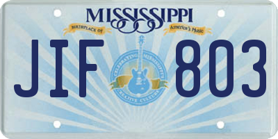 MS license plate JIF803
