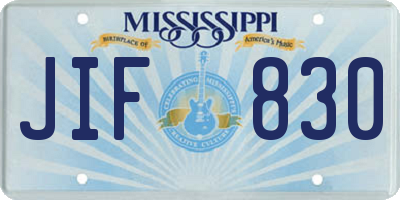 MS license plate JIF830