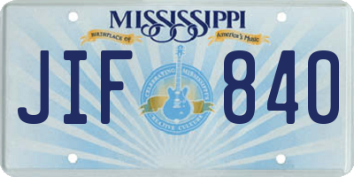 MS license plate JIF840