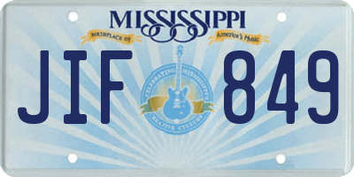 MS license plate JIF849