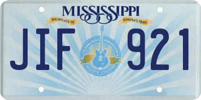 MS license plate JIF921