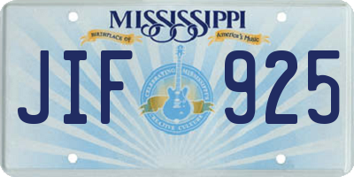 MS license plate JIF925