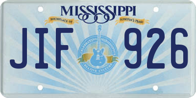 MS license plate JIF926