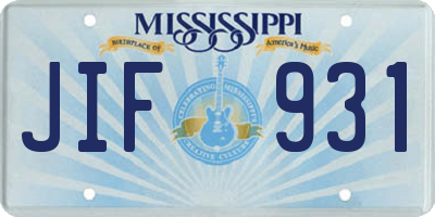 MS license plate JIF931