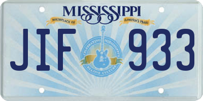 MS license plate JIF933