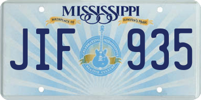 MS license plate JIF935