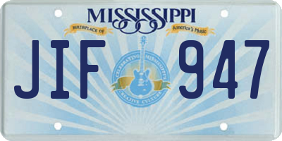 MS license plate JIF947