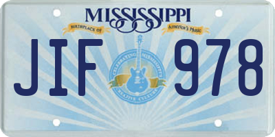 MS license plate JIF978