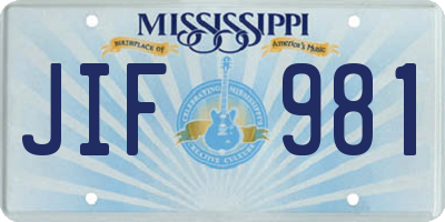 MS license plate JIF981