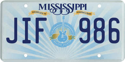 MS license plate JIF986