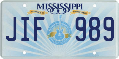 MS license plate JIF989