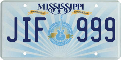 MS license plate JIF999