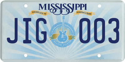 MS license plate JIG003