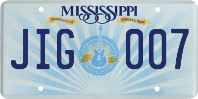 MS license plate JIG007