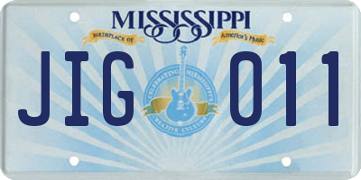 MS license plate JIG011