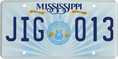MS license plate JIG013