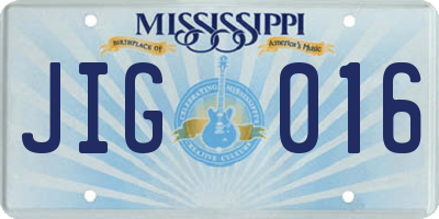 MS license plate JIG016