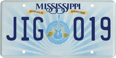 MS license plate JIG019