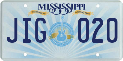 MS license plate JIG020