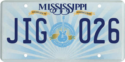 MS license plate JIG026