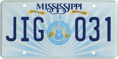MS license plate JIG031