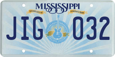 MS license plate JIG032