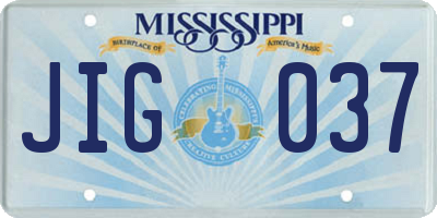 MS license plate JIG037