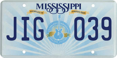 MS license plate JIG039
